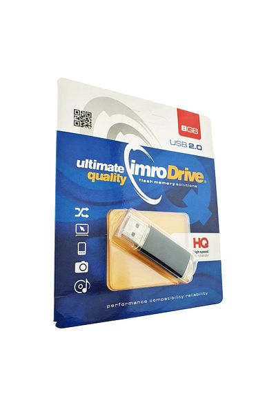 Diverse Imro 8gb USB 2.0 Black Memory Stick With Transparent Cap And Hanging Hole, In Blister