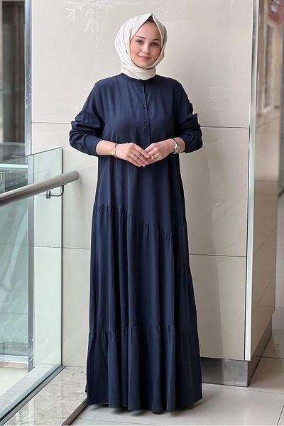 Nurcan Çetin Judge Collar Five Button Valon Dress