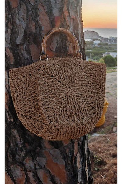 morpembej kadın erkek çocuk Handmade Woven Crochet Handmade Straw Bag