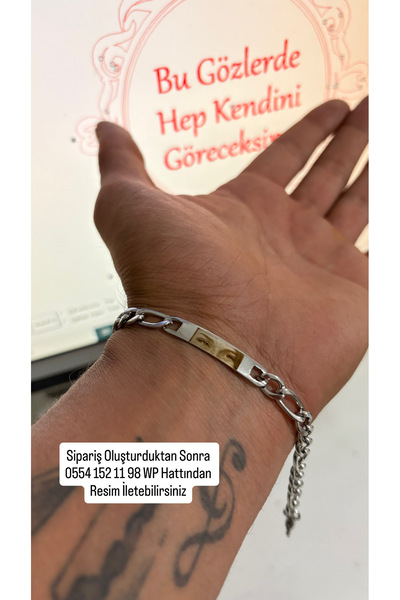 Çelik Göz Baskılı Bileklik - Gözlerim Hep Üzerinde Sevgilim