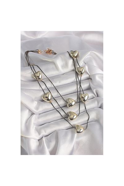 Skygo Brass Smoked Color Chain 3D Gold Color Heart Model Women's Necklace - Tj-Bko9618