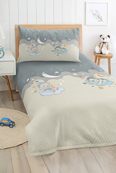 Realhomes مجموعة بيكيه مفردة للأولاد الصغار باللون الرمادي والأزرق مع دمية دب...