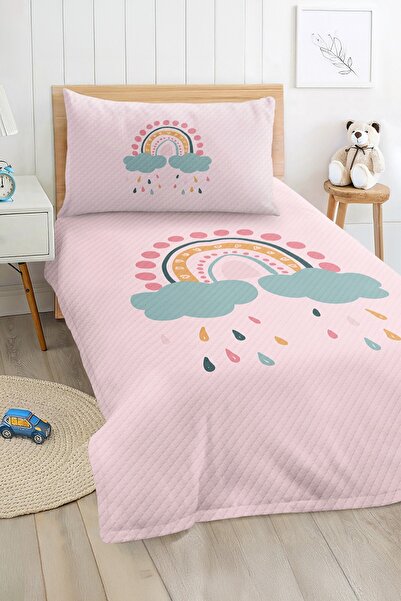 Realhomes Pastel Rainbow and Cloud Patterned Pink Baby Girl and Child Single ...