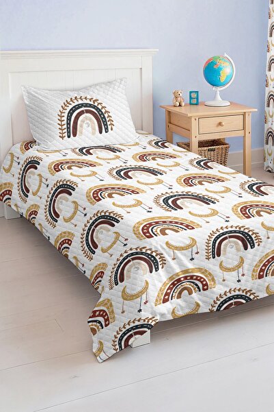 Realhomes Rainy Rainbow and Crescent Patterned Yellow Brown Bohemian Children...