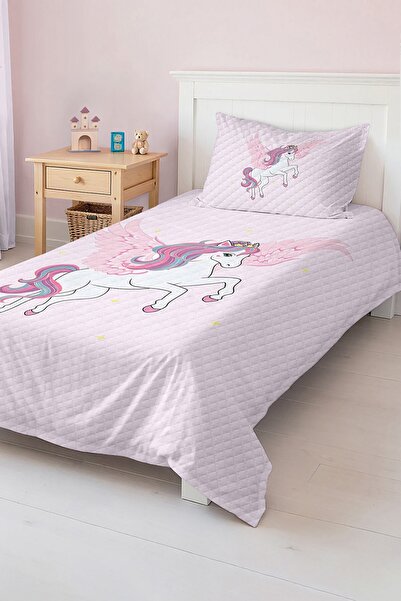 Realhomes مجموعة بيكيه مطبوعة للفتيات بنمط Pegasus مع تاج الأميرة الوردي