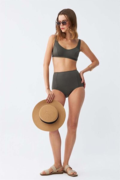 modaserdem Mdsrdm Women's Basic Khaki Pad High Waist Bikini Set
