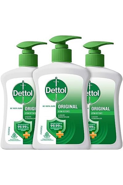 Dettol Liquid Handwash Dispenser Bottle Pump (Pack of 3 - 200ml each)- Original Hand Wash | Germ Def