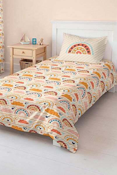 Realhomes Rainbow and Cloud Patterned Pastel Colored Baby and Child Single Pique Set