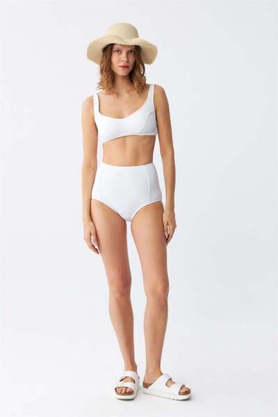 modaserdem Mdsrdm Women's White Padded High Waist Bikini Set