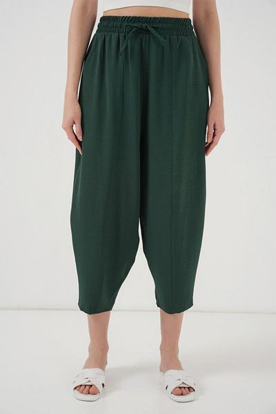 modaserdem 6591 Woven Baggy Trousers - Emerald Green