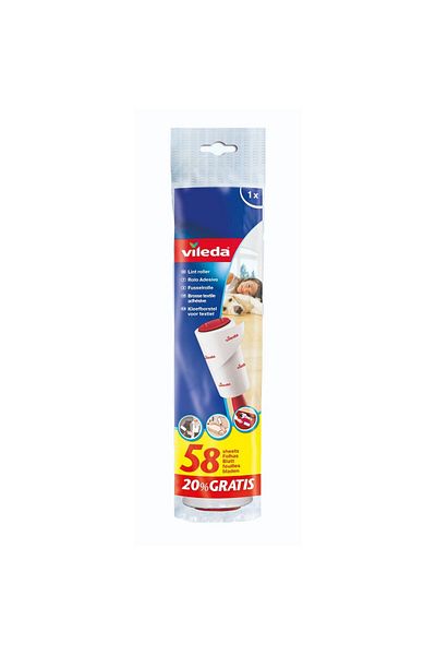 Vileda Lint Roller with 58 Sticky Sheets – 10cm x 4.5cm – Removes Hair, Dust & Lint