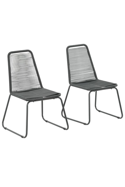 vidaxl Scaune de exterior, 2 buc., negru, poliratan