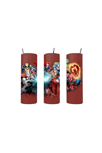 MECKSA Marvels Spiderman Design Tumbler Straight Tumbler double Wall Insulated Tumbler with Straw 20 oz
