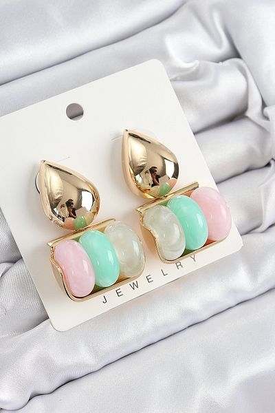 norsary Brass Mixed Color Vintage Model Women's Earrings