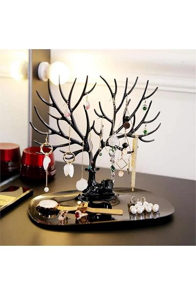Mena Rise Şirinshop Deer Design Jewelry Stand Ring Earring Necklace Hanger Jewellery Organizer Si̇y