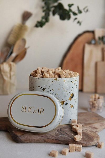 Mena Rise Şirinshop Terrazzo Cream Patterned Oval Metal Storage Container 11X15 cm (Terrazzo Cream) 1108107