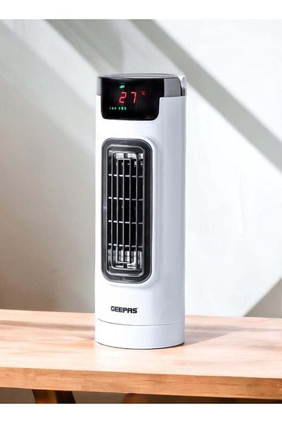 Geepas Mini Tower Fan with Remote Control – 3-Speed Settings, Oscillation, Timer, Soft Wind Cross Flow De