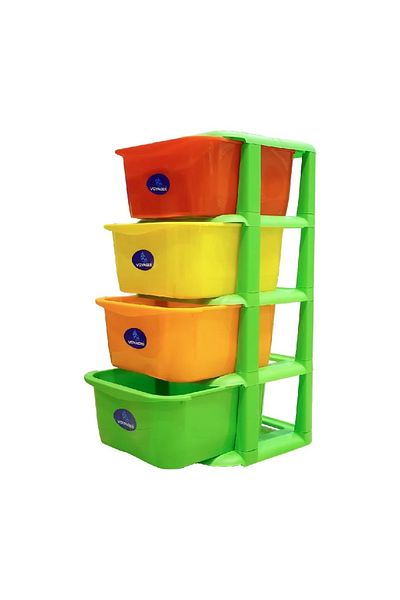 BASURRAH Voyager 4-Drawer Colored Chest – Multi-Purpose Storage Organizer for Home & Office