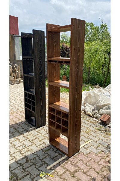 Kalafat Ahşap şaraplık içki dolabı masif rustik