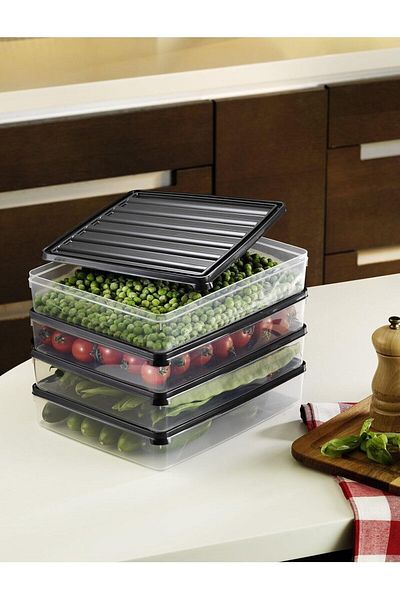 Mena Rise Şirinshop Microwave and Freezer Storage Container Set of 4 Anthracite S-404 1108107