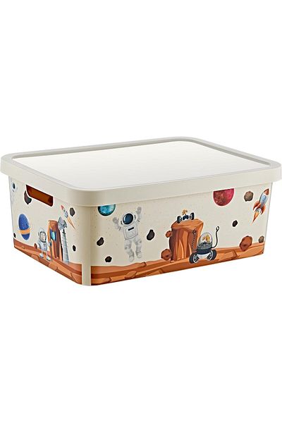 Mena Rise Şirinshop Stafi Patterned Multi-Purpose Box with Lid 12 Lt Space 1108107