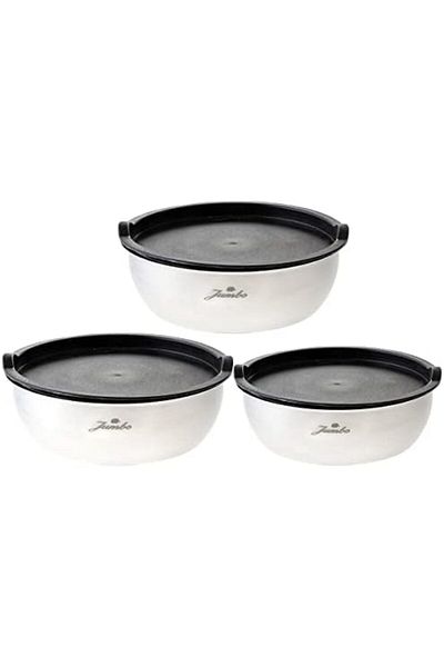 Mena Rise Şirinshop Globe Matte 3-Piece Storage Container, Gray, 18 20 24 cm 1108107