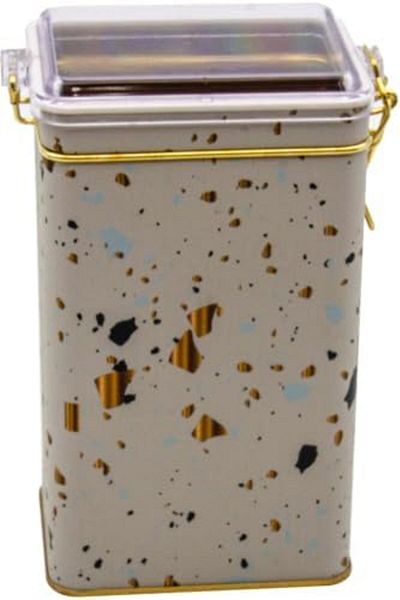Mena Rise Şirinshop Terrazzo Cream Patterned Rectangular Metal Storage Container 8X10 cm (Terrazzo Cream) 1108107