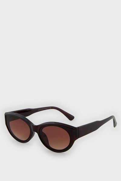 DeFacto Women Oval Dark Brown Plastic Frame Dark Brown Glass Uv Sunglasses F0619Axns