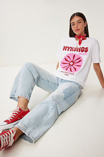 Lovelyİstanbul Oversize Baskılı Örme T-shirt