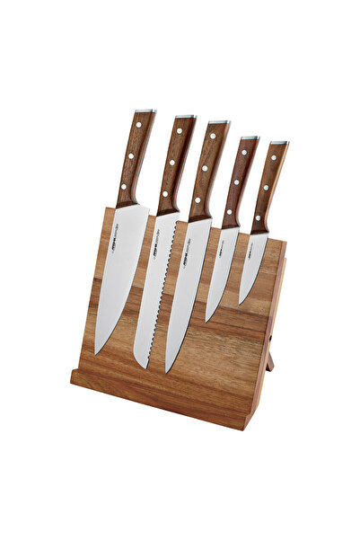 Arshia 6-Piece German Steel Knife Set with Wooden Block