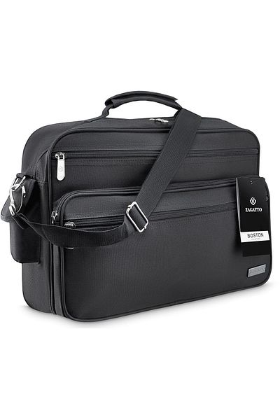 zagatto Men’s shoulder bag, black, waterproof messenger briefcase, 43x29x19 cm, business/casual, ZG142