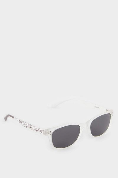 DeFacto Girl's Round White Plastic Frame Black Glass Polarized Sunglasses F4365A8Ns