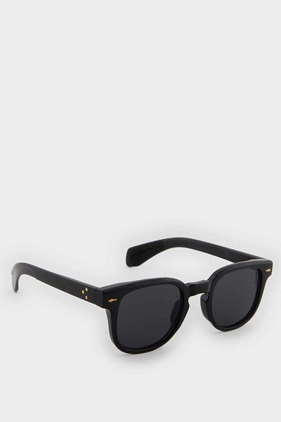 DeFacto Women's Round Black Plastic Frame Black Glass Uv Sunglasses F0610Axns