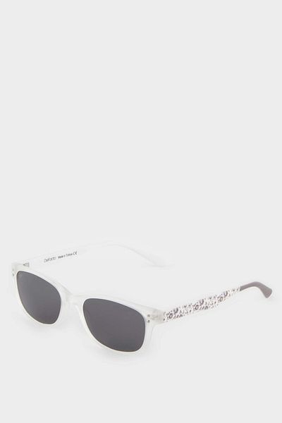 DeFacto Girl's Round White Plastic Frame Black Glass Polarized Sunglasses F4365A8Ns