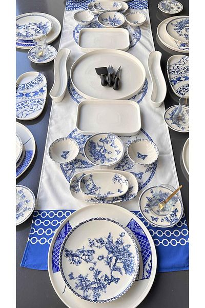 ROSSEV Breakfast Set Betty Blue 51 Pieces for 6 People