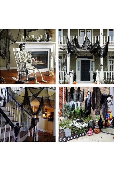 Heygelo Halloween decoration canvas, black, polyester, 200 x 500 cm