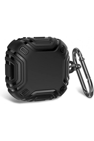 Mena Rise Case for Galaxy Buds Live Military Shock Absorbing + Strap Black [Case Compatible with Buds Live