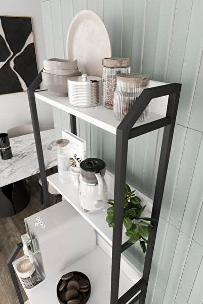 Remaks SELİMİYE Mutfak Standı Raflı Kahve Köşesi Mutfak Rafı Mutfak Bango Beyaz