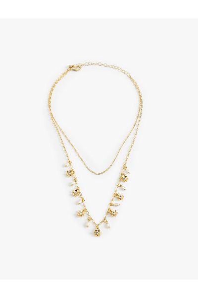 Koton Double Chain Necklace with Flower Detail
