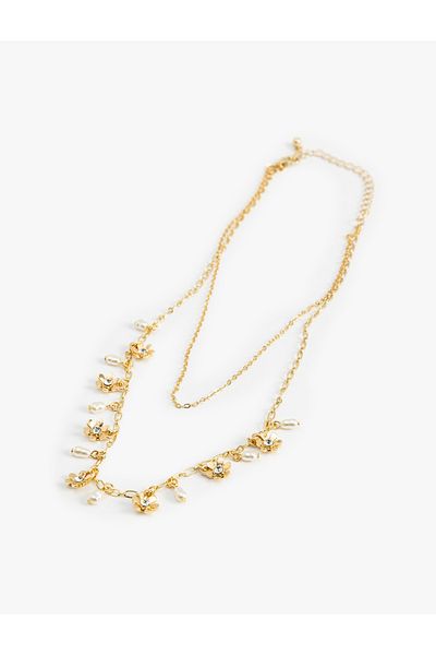 Koton Double Chain Necklace with Flower Detail