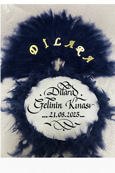 Evsay İsme Özel Kına Yelpazesi Ve Gelin Tefi Seti Otrişli Deri Tef Vurmalı Çalgı Def