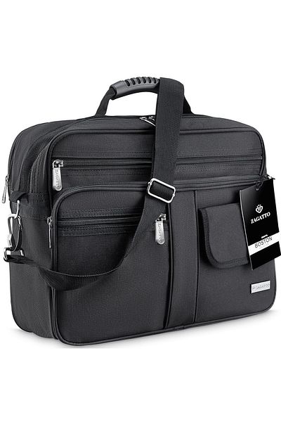 zagatto Men’s shoulder bag, black, spacious messenger briefcase, waterproof, 39x30x21 cm, ZG141