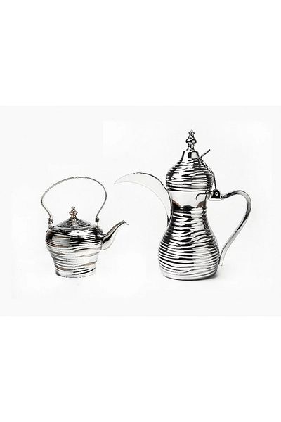 BASURRAH silver decorated coffee pot and kettle set, size 0.7 - 1.2 liters