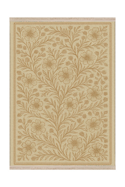 Rugs Modern Halı MOSSO Κίτρινο Θεματικό Χαλί με Σχέδια Φύλλων και Λουλουδιών,...