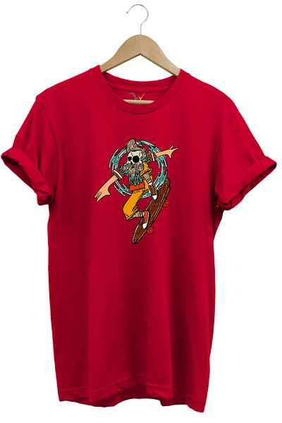 WİDİ Skateboarding Man Printed 100% Cotton Regular Fit Premium T-Shirt
