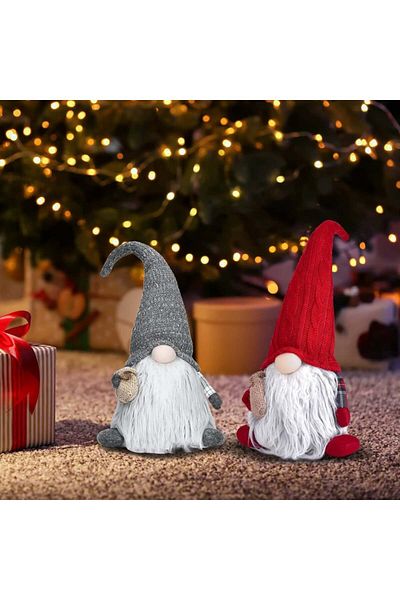 EKARSEN elf gnome, grey/white, polyester, 18 x 16 x 50 cm