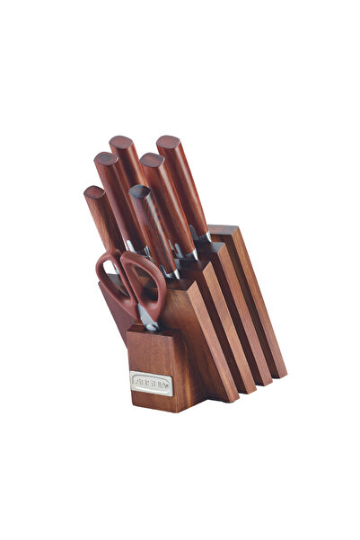 Arshia 8 Piece German Steel Knife Set with Wooden Block Premium Blades and Ergonomic Handles