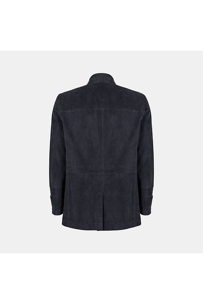 Desa Men's Navy Blue Shirt Collar Suede Jacket