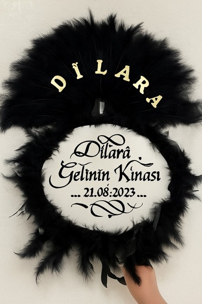 Evsay İsme Özel Kına Yelpazesi Ve Gelin Tefi Seti Otrişli Deri Tef Vurmalı Çalgı Def