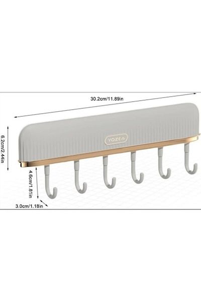Star Master Suport Adeziv Cu 6 Cârlige Mobile Din Plastic Pentru Baie Sau Bucătărie, 30,2 X 6,2 X 4,6 Cm